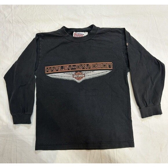 Harley Davidson Long Sleeve T-Shirt Kids Size 8 Small Black - Picture 1 of 9